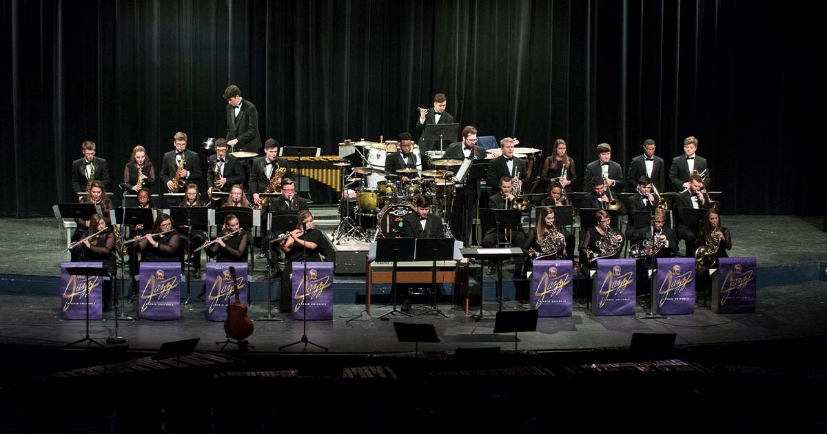 The UNA Jazz Studio Ensemble performs in Norton Auditorium.